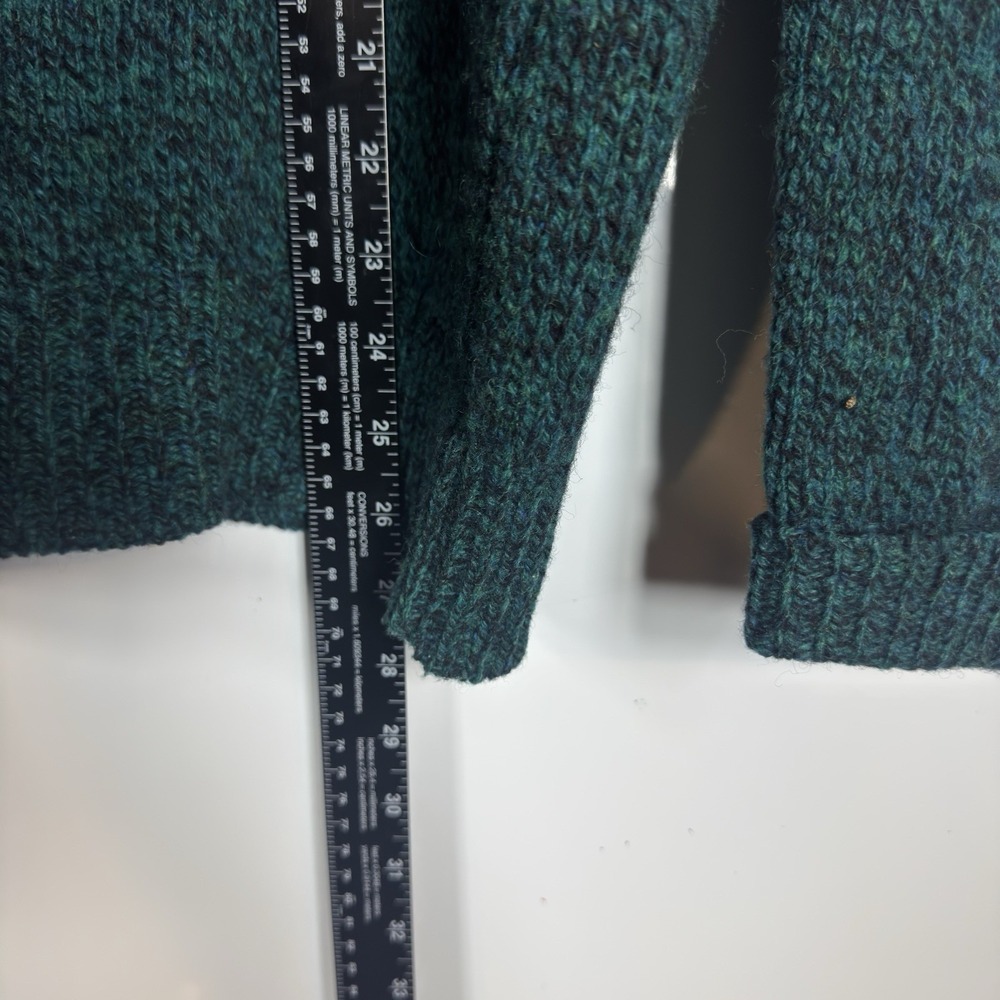 Vintage Lands End Wool Blend Crewneck Sweater Made in USA Blue Green Marled M - Picture 6 of 8